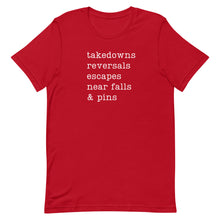 Load image into Gallery viewer, Takedowns, Reversals, Escapes, Near Falls & Pins T-Shirt